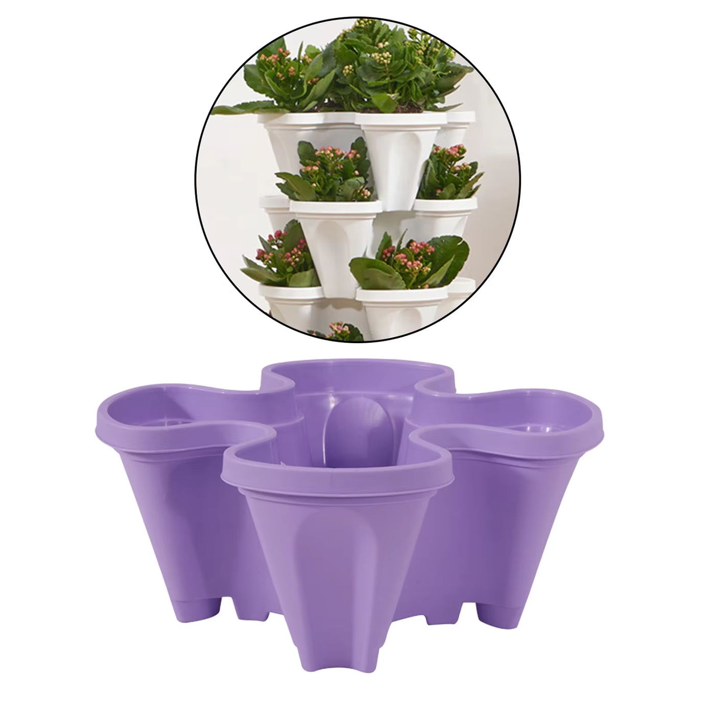 Four-Petal Pot Decoration 1Pcs Stackable Vertical Gardening Planter Strawberry Planting Pot Garden Tower DIY Garden Accessories