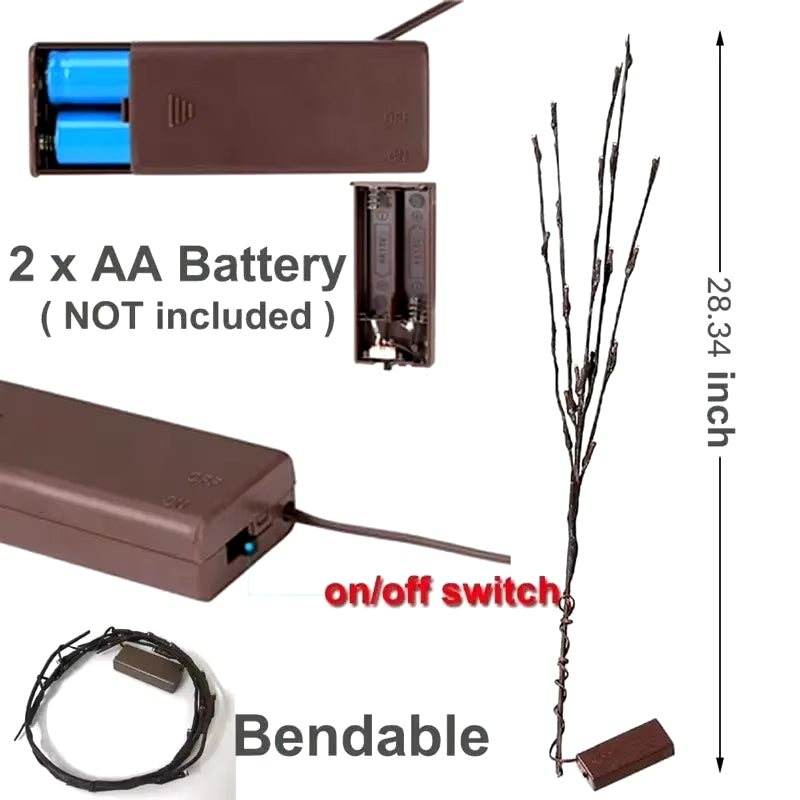 LED Branch Light-Battery Powered Willow Branch Lamp 