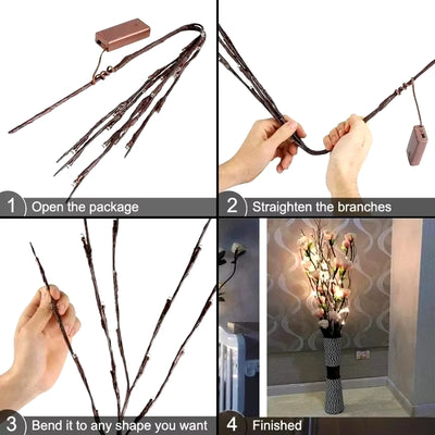 LED Branch Light-Battery Powered Willow Branch Lamp 