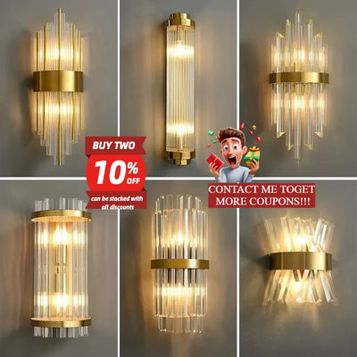 LED Luxury Crystal Wall Lamps for Living Room Hall 