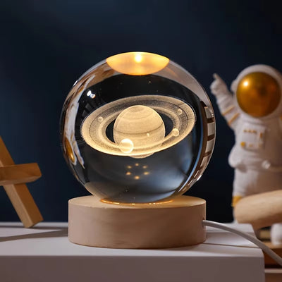 USB LED Night Light Galaxy Saturn 3D Crystal Ball Mood Light Bedroom Home Decor Table Lamp for Children Christmas Creative Gift