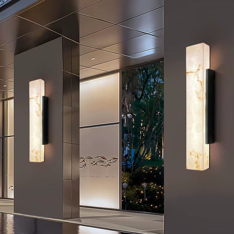 Modern Minimalist Outdoor Waterproof IP65 Lmitated Marble LED Wall Light -Stainless Steel Porch Lamp for Street Adorn