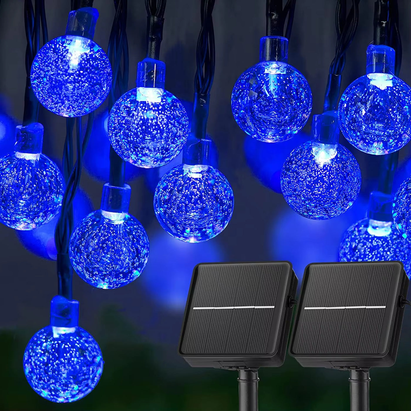 LED Solar String Lights Outdoor 60 Leds Waterproof Crystal Globe Lights with 8 Modes Garden Light for Patio Party Tree Decor