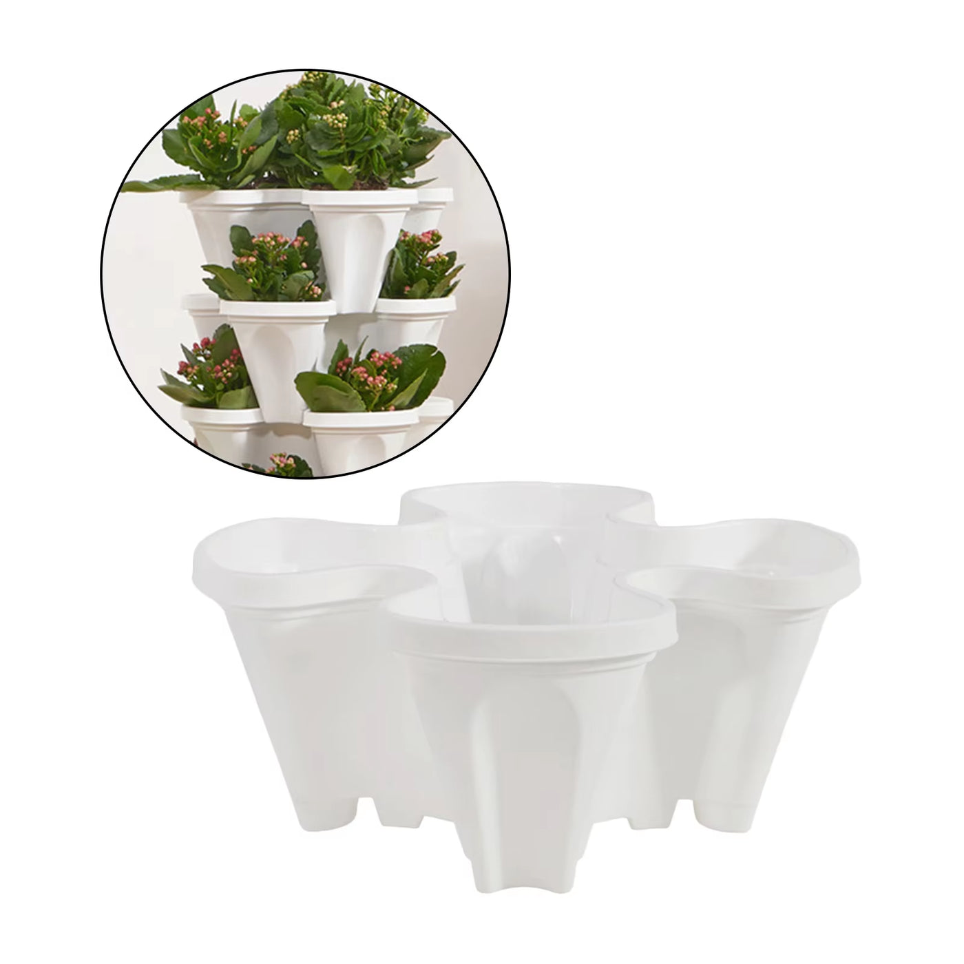 Four-Petal Pot Decoration 1Pcs Stackable Vertical Gardening Planter Strawberry Planting Pot Garden Tower DIY Garden Accessories