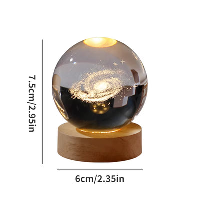 USB LED Night Light Galaxy Saturn 3D Crystal Ball Mood Light Bedroom Home Decor Table Lamp for Children Christmas Creative Gift